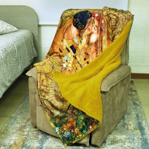 Plaid per divano Klimt il bacio agnellino